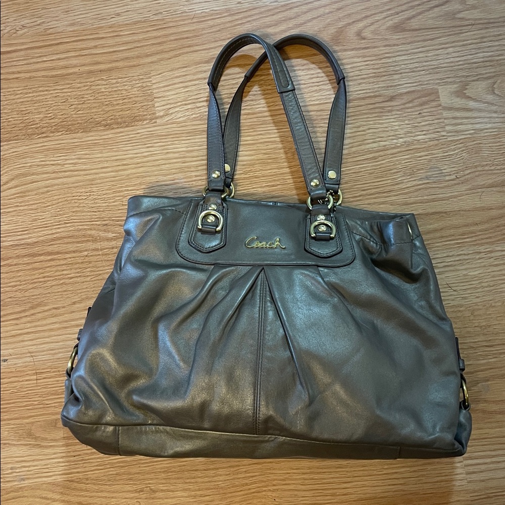Coach Metallic Brown Leather Tote